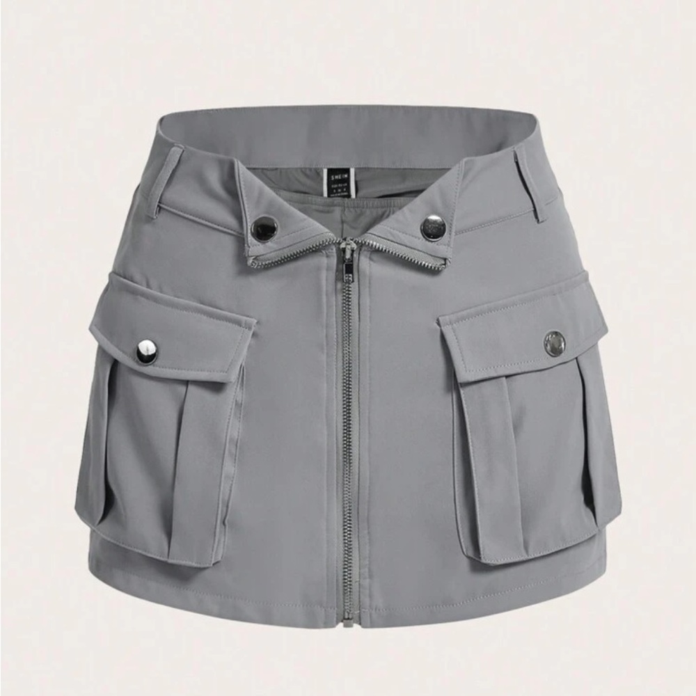 SHEIN ICON Women's Zipper Closure Flip Pocket Skirt